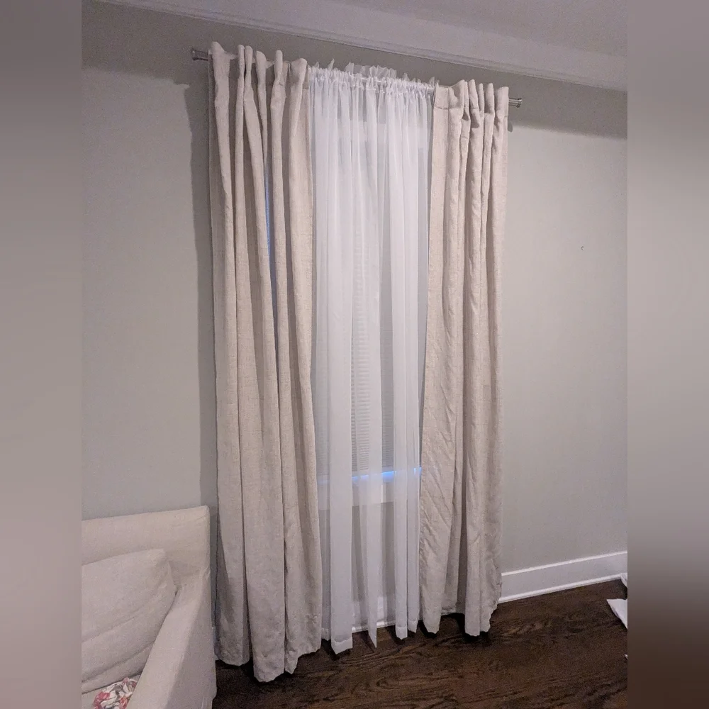 8 Panels Elegant Cream And White Curtains 96 In Long